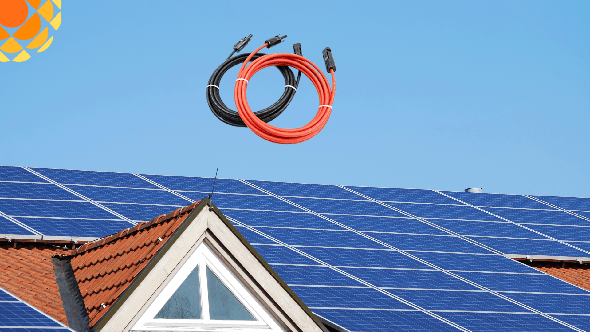 cable solar con apnel solar en techo de casa